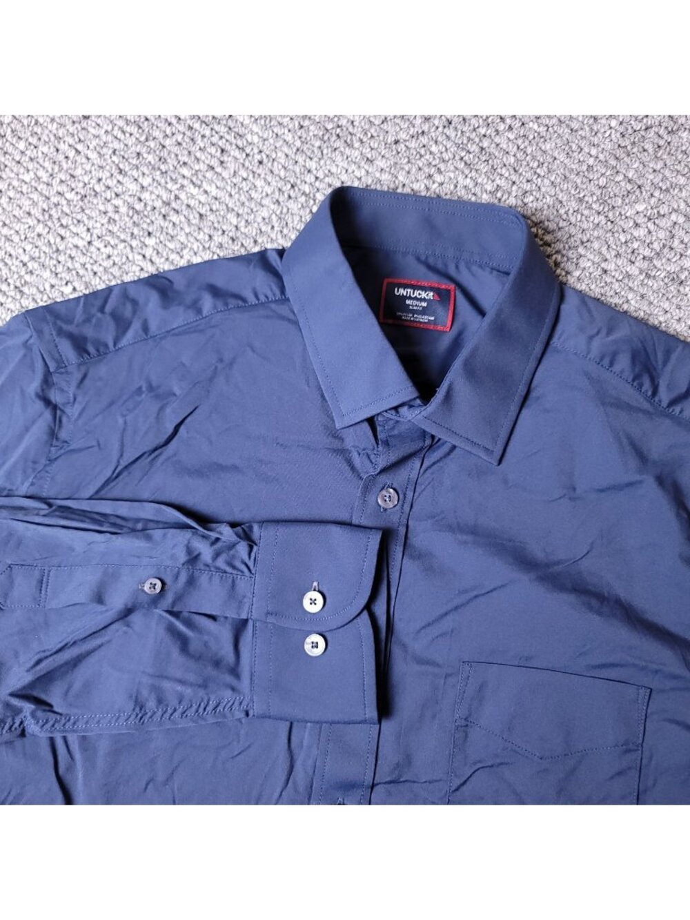 UNTUCKit Shirt Mens M Medium Slim Blue Button Long Sleeve Nylon Elastane